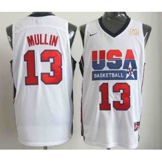 1992 Olympics Team USA 13 Chris Mullin White Swingman Jersey